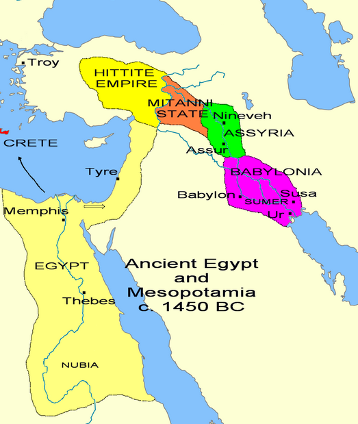 Convivência de diversos impérios em 1450 a.C.