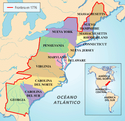 As Treze colônias na América do norte